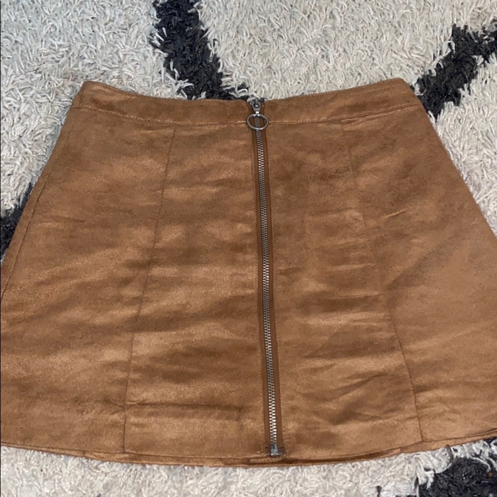 brown zip up skirt